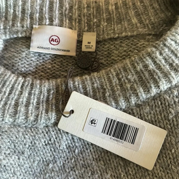 Adriano Goldschmied Noelle heather sparkle gray bell sleeve crewneck sweater New - Picture 6 of 6